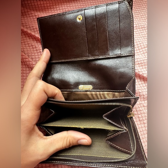 FENDI Zucca Canvas Leather Bifold Medium Long Wallet Vintage Authentic - Picture 9 of 17